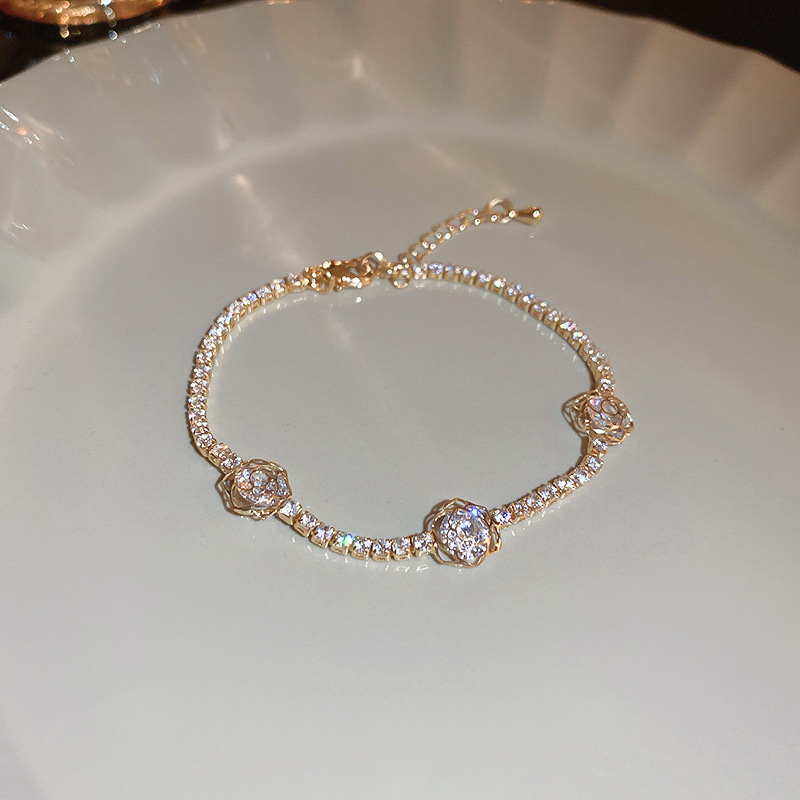 Light Luxury Zircon Flower Hollow Unique Design Pastoral Style Bracelet Niche Temperament Simple Jewelry Wholesale for Women - view 6