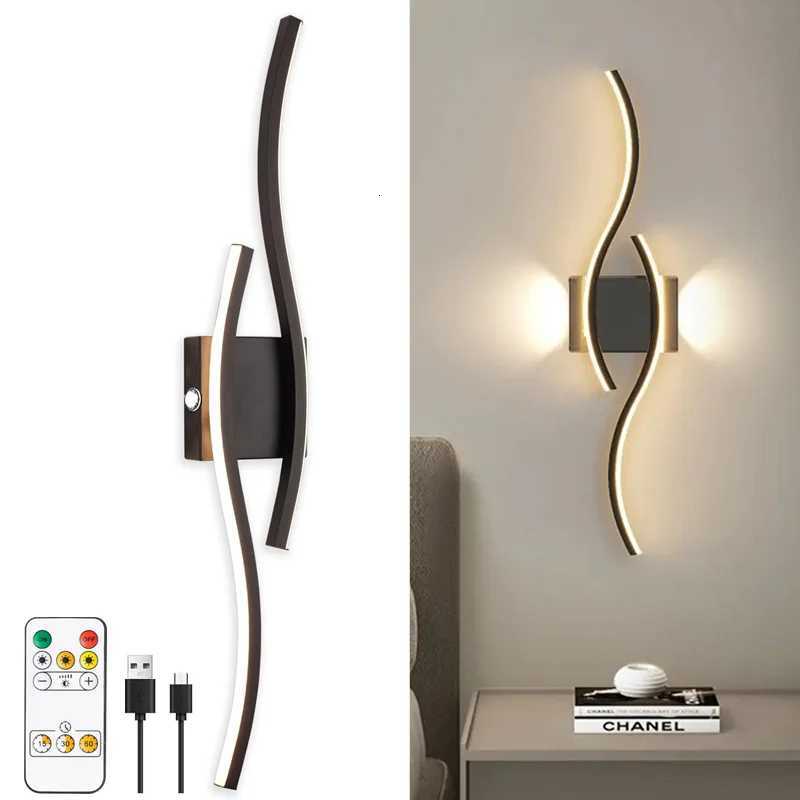 Nordic LED Charging Wall Lamp 60/80cm Touch Switch Remote Control Wireless Bedroom Living Room Study Corridor Indoor Lighting M251126