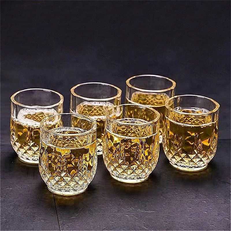 2pcs Sets Luxury Wine Glasses Creative Carved Whiskey Glass Party Exquisite Transparent Glass Cup Water Bottle Bar Accessories C251126