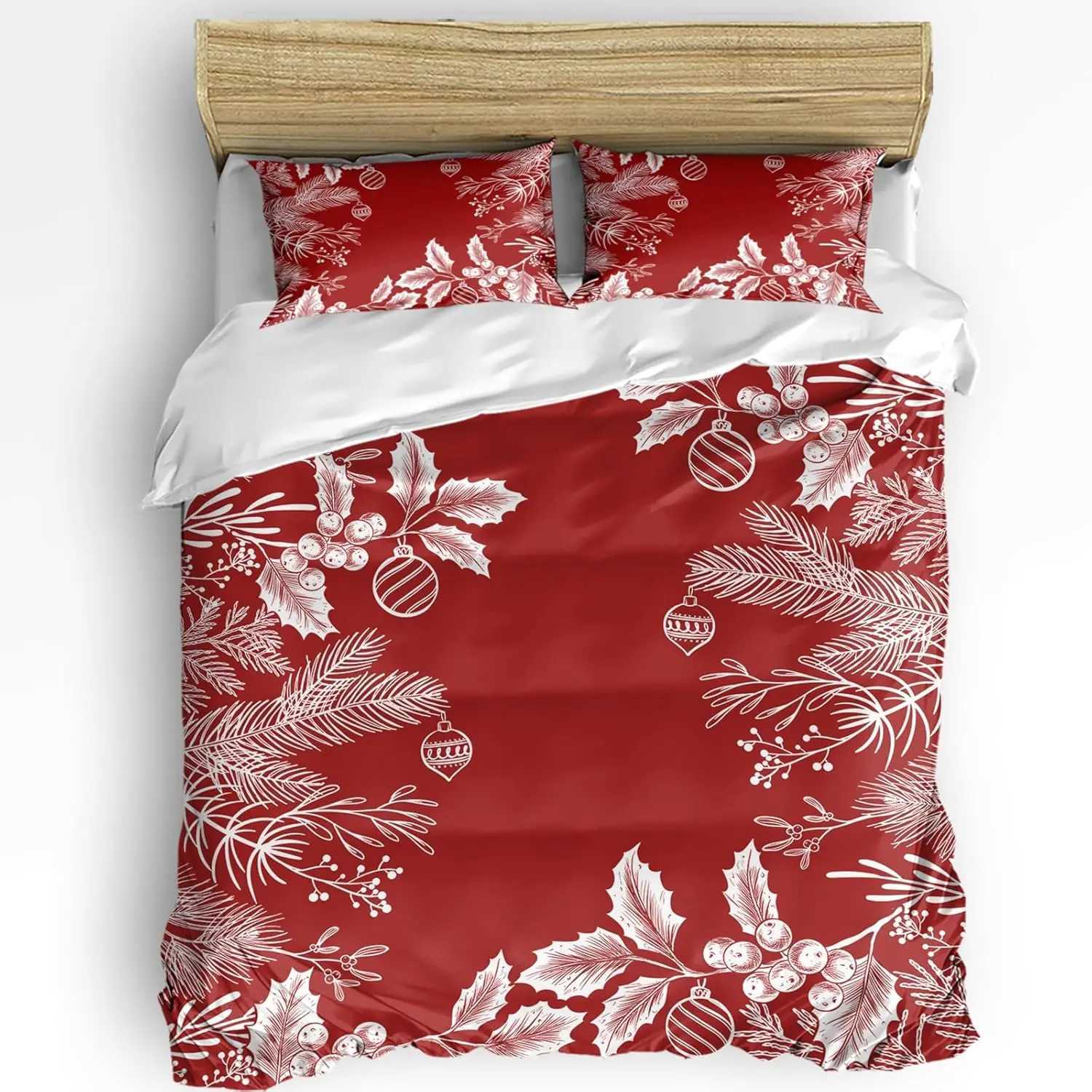 Christmas Christmas Duvet Cover King Size Christmas Tree Ball Snowflake Quilt Soft Bedding for Boys Girls Adult Bedroom Decoration 3 Pcs Y251126