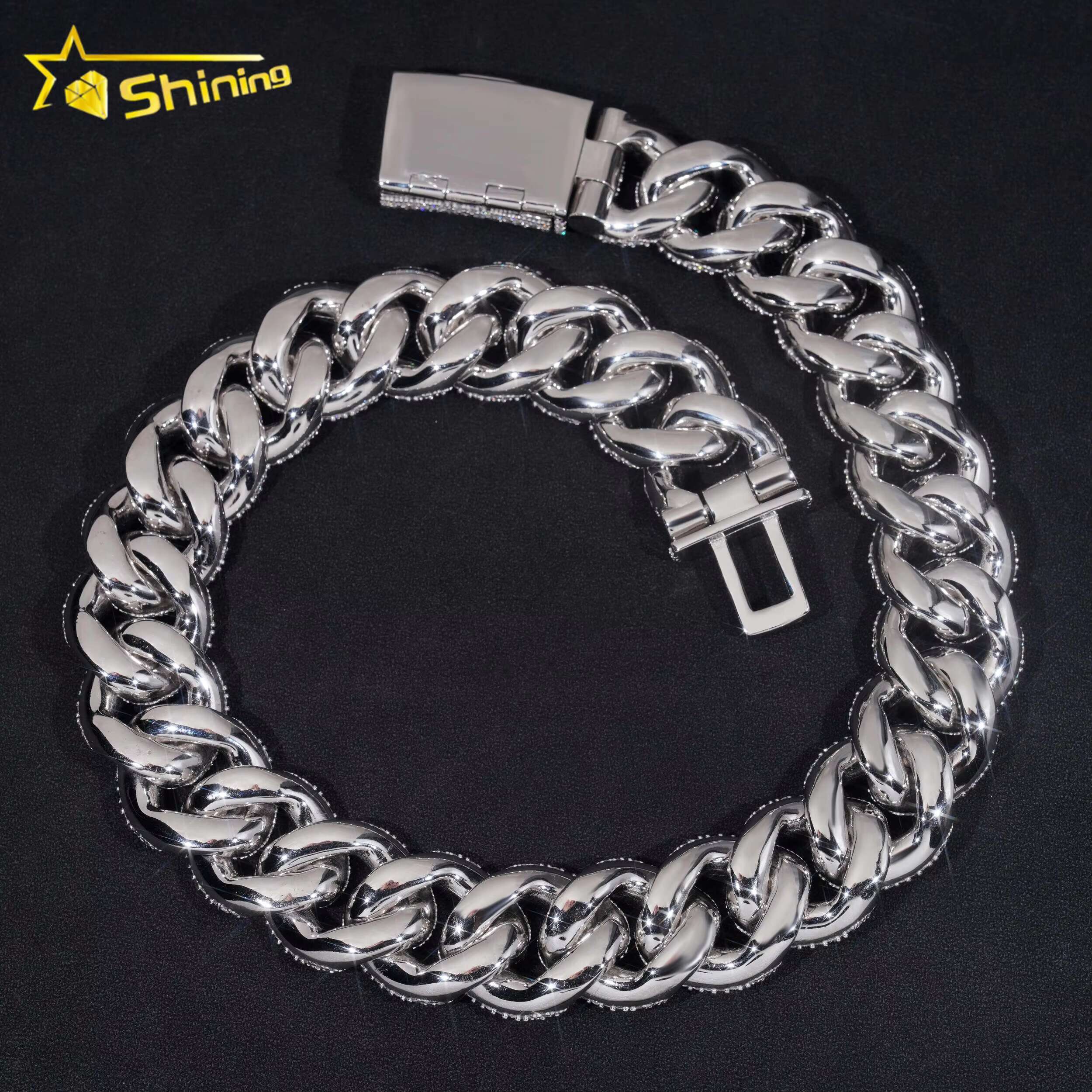 Big Heavy Solid 28MM GRA Certificate 925 Sterling Silver Miami Moissanite Diamond Cuban Link Chain