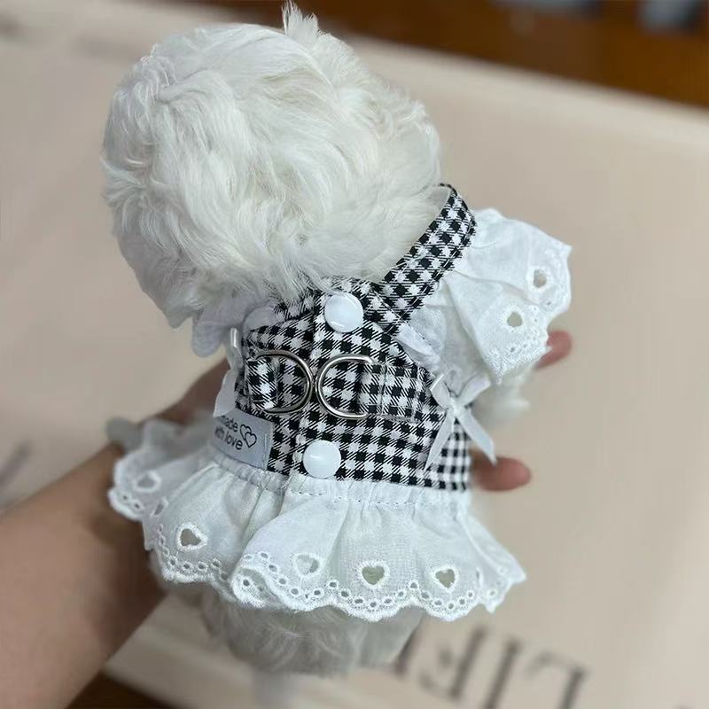 T00067Pet Teddy Schnauzer Pomeranian Teddy Dog Clothes Autumn and Winter Clothes Denim Vest Leash