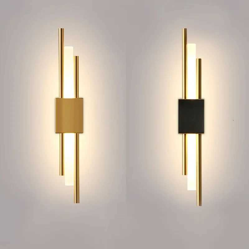 Modern LED Wall Light Wall Lamps Black And Bronze Brass Gold Metal Acrylic Pipe LED Sconce for Living Room Hotel House Bedroom M251126