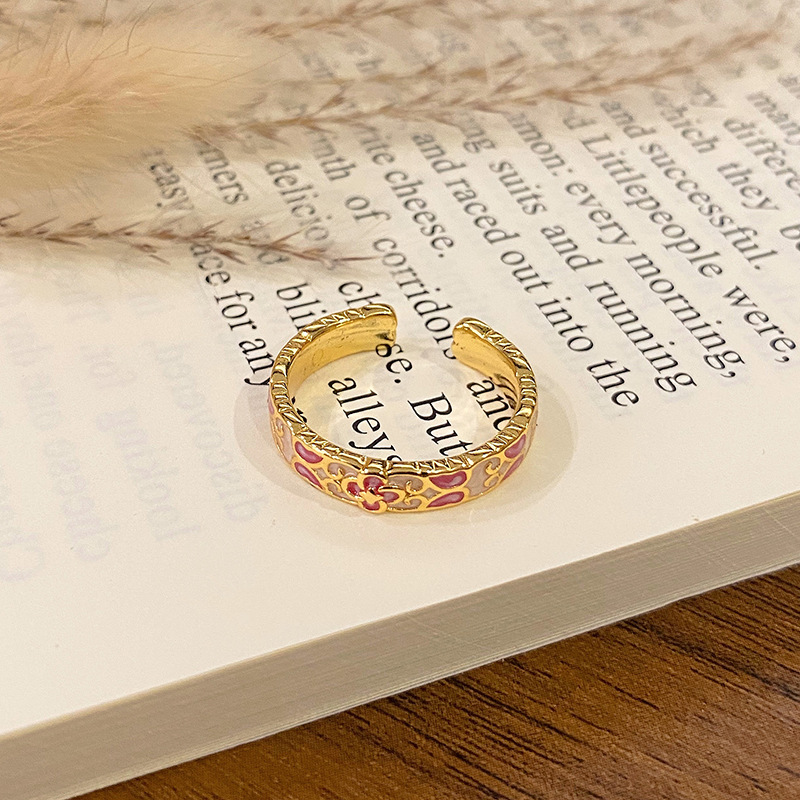 New Chinese-style Enamel Drip Oil Pattern Ring Versatile Ring High quality gold designer diamond ring rings designer for women engagement men love rin - view 8