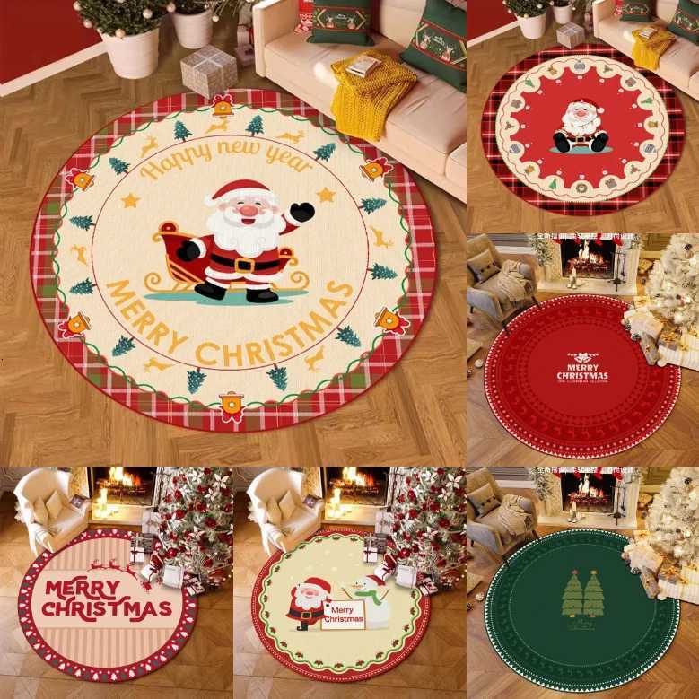Circular Christmas Carpet Christmas Sled Anti Slip Carpet Decoration Holiday Living Room Bedroom Home Decoration CarpetM251126