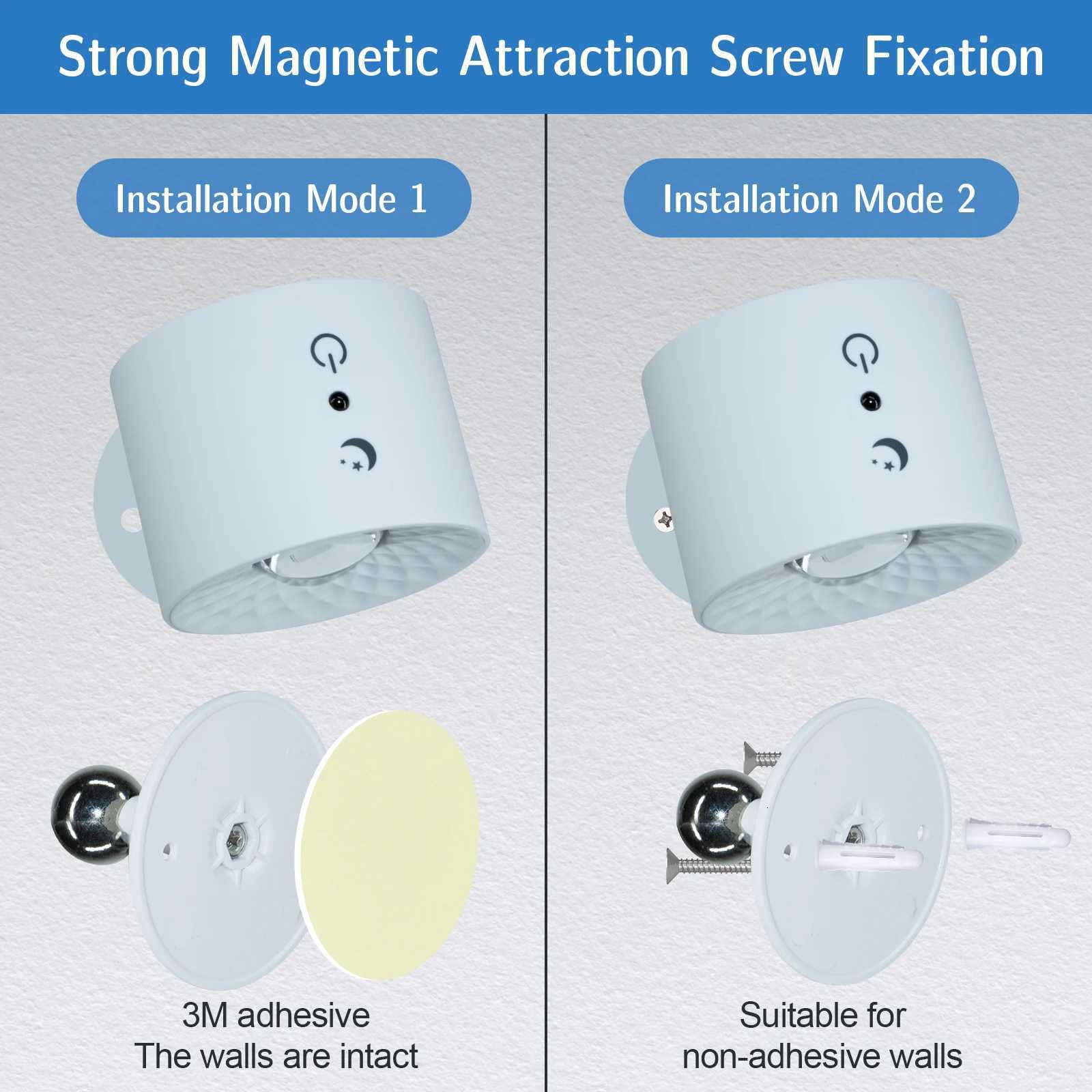 Led Wall Lamp Touch Control Remote 360 Rotatable USB Recharge Wireless Portable RGB Night Light For Bedside Bedroom Reading Lamp M251126