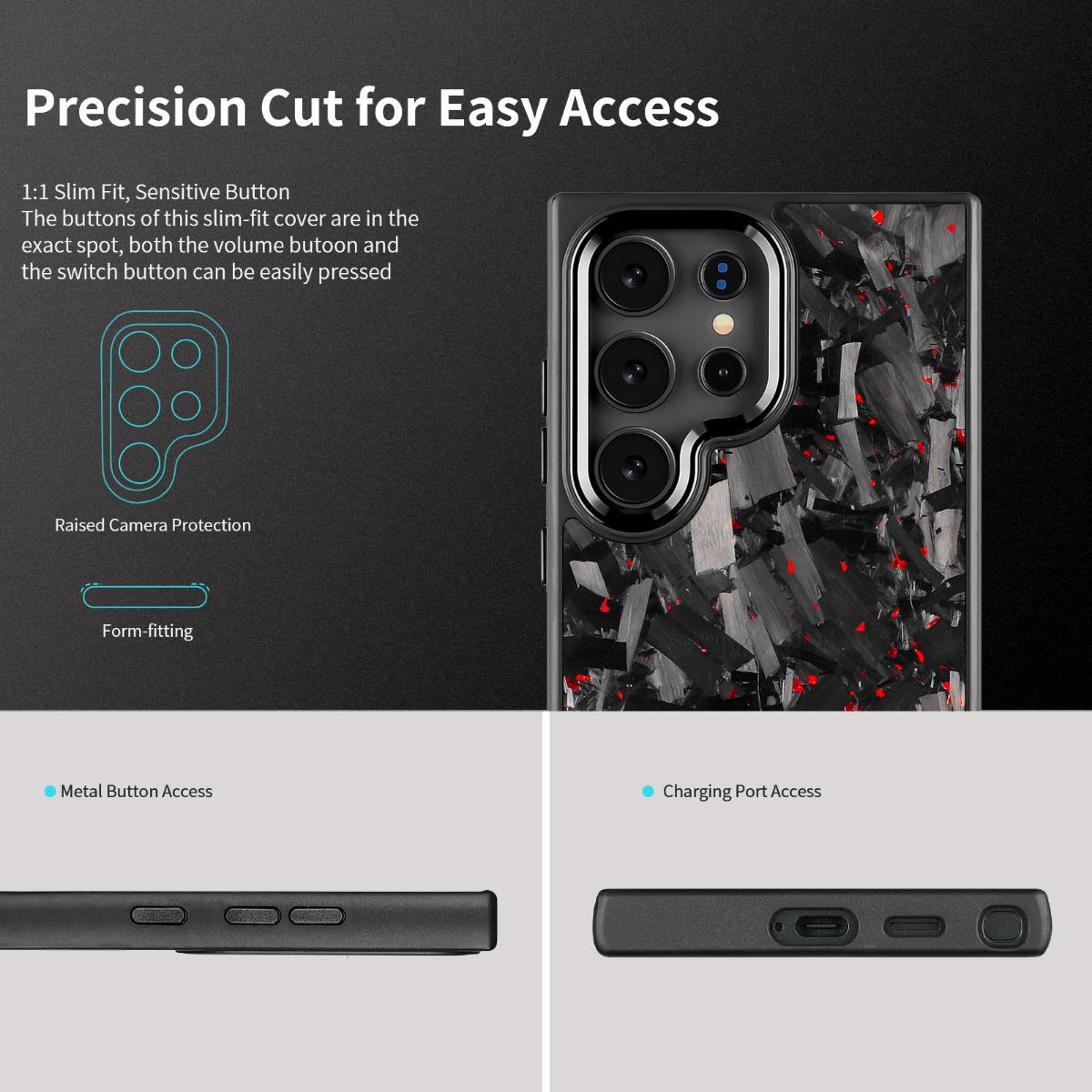 Metal magnetic carbon fiber mobile phone case for samsung S25Ultra S24Plus/S23