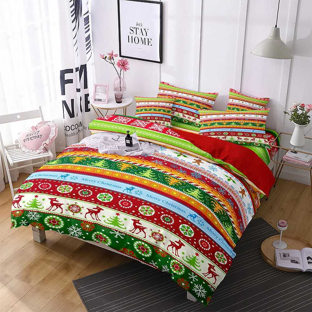 Christmas Red Christmas quilt cover three-piece polyester 3D digital bedding Y251126