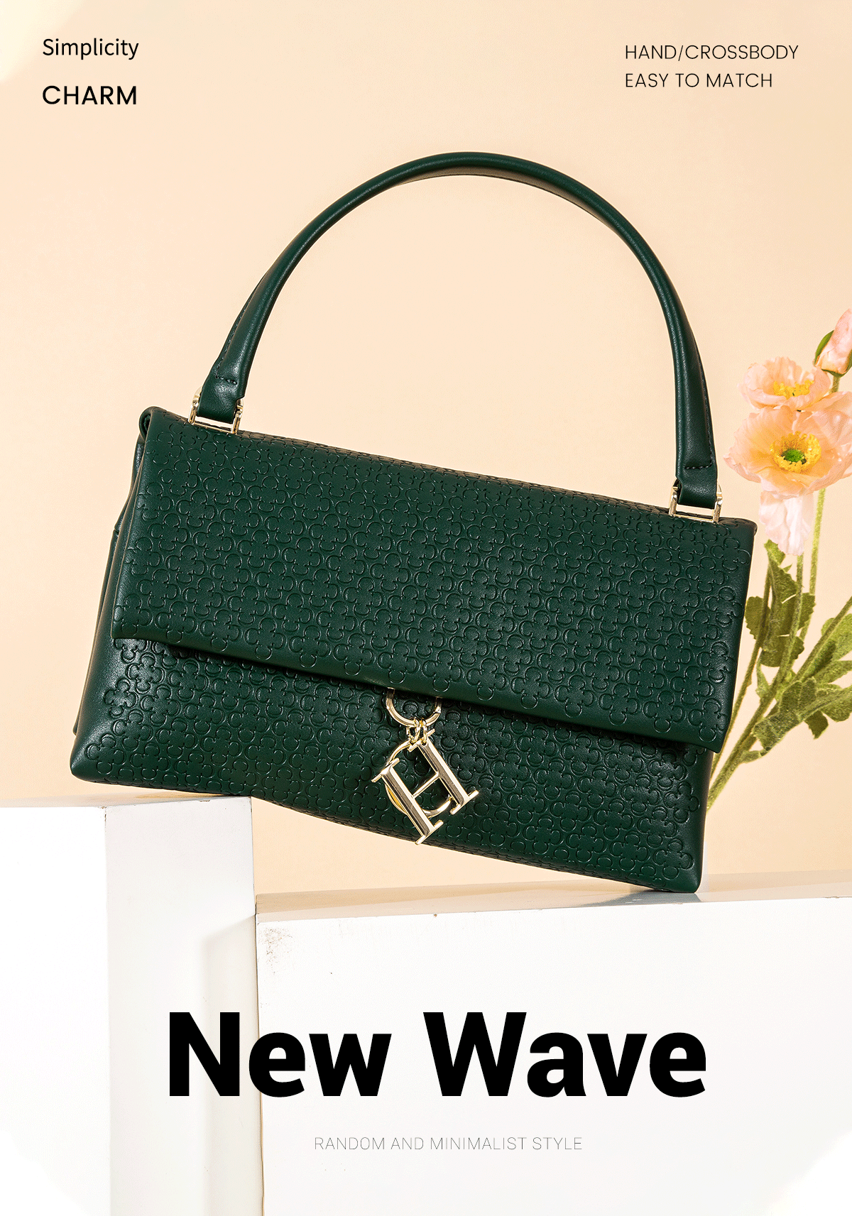 Ladies Shoulder Genuine hot Leather Fashion Handbag, CH Indentation Design