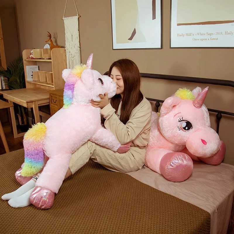 New Arrival Large Unicorn Plush Toys Cute Pink Rainbow Horse Soft Doll Stuffed Animal Big Toys For Girlfriend Birthday GiftT251126