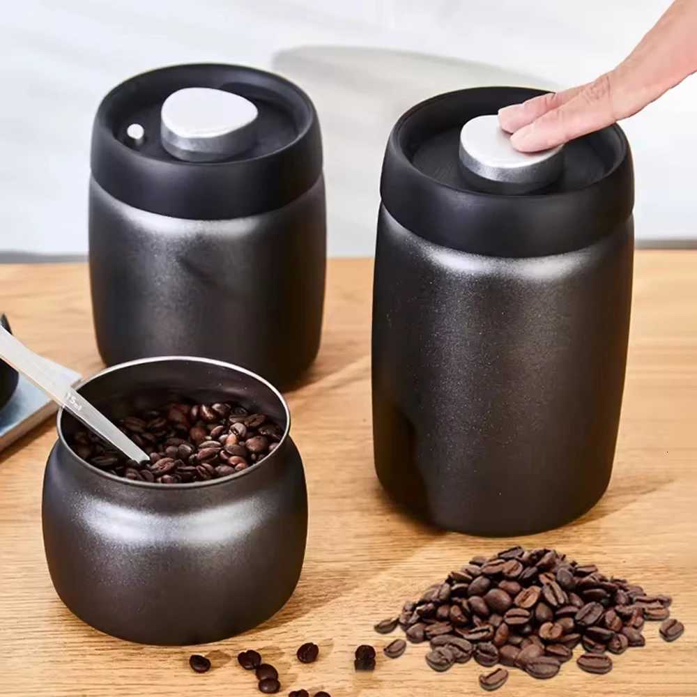 Coffee Beans Vacuum Sealed Jug 304 Stainless Steel Food Keep Fresh Storage Container Kitchen 1200ml Coffee Vacuum Canister Y251126