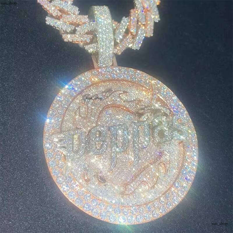 Custom Hip-Hop Jewelry VVS Moissanite Moissanite Name Logo Iced Out Pendant