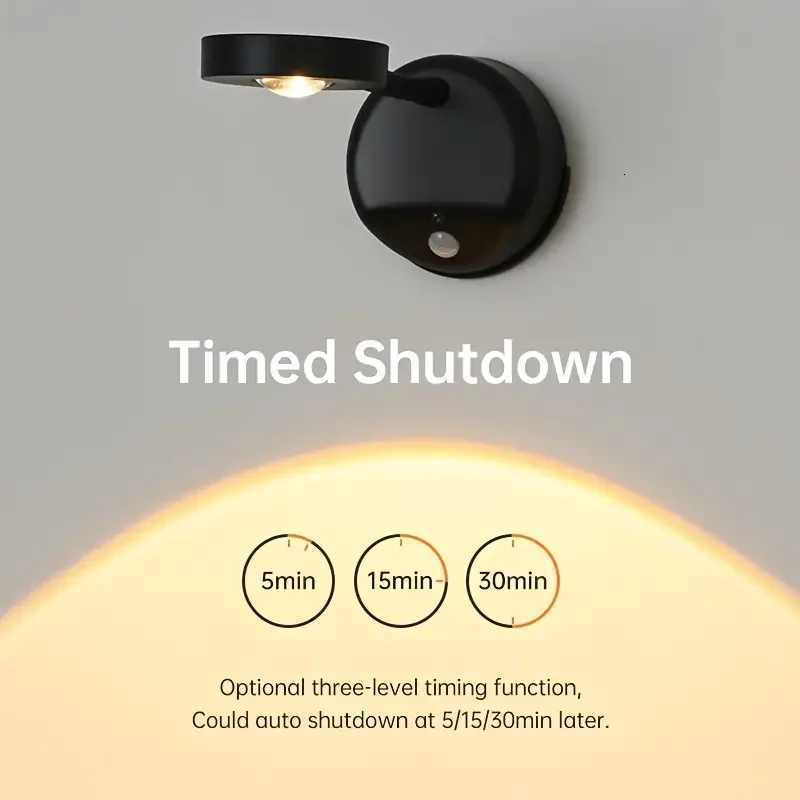 USB Rechargeable LED Wall Light with Motion Sensor Adjustable Brightness 3 Color Options Timer Infrared Control for Home Decor M251126
