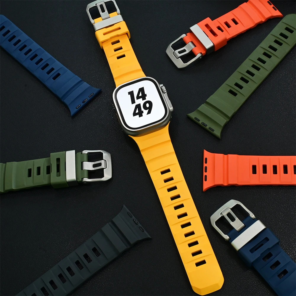 Trail Silicone Band for Apple Watch Ultra 2 49mm Strap mm 45mm 44mm 42mm Sport Bracelet for Series 10 Ultra 9 8 7 6 SE 250425