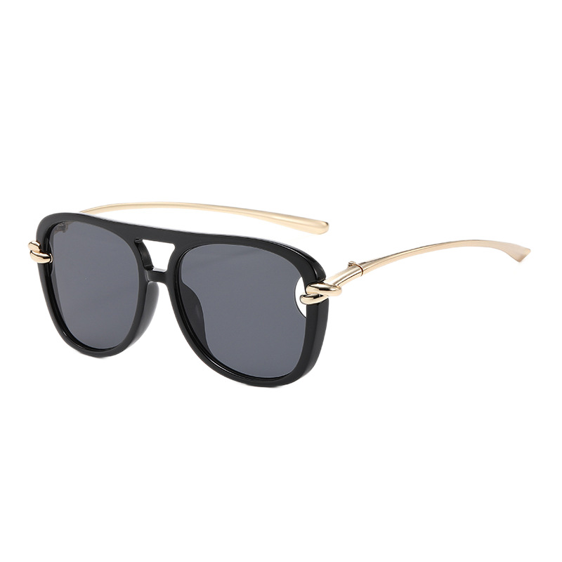 New European & American Style Fashionable Double-Bridge Sunglasses Unisex Metal UV Protection Trendy Street Style Sunglasses