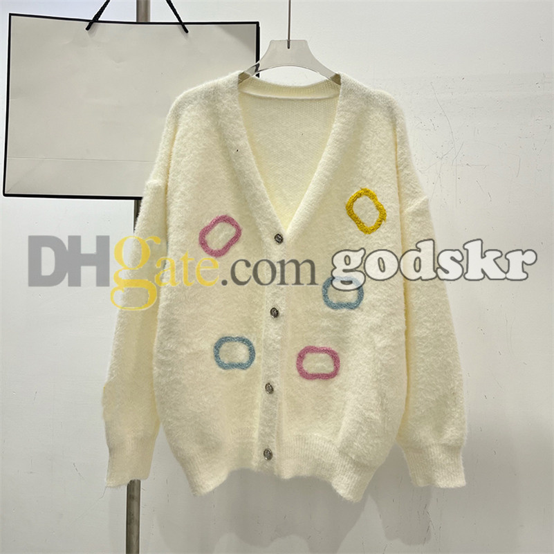 Women Casual V Neck Cardigan Elegant Tweed Knitted Coat Contrast Color Vacation Single Breasted Sweater Coat