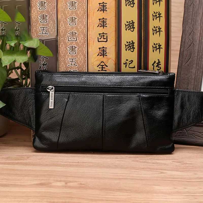 Men Waist Fanny Bag Belt Sling Chest Bags Genuine Leather Invisible Thin Travel Climb Retro Real Cowhide Male Hip Bum BagsT251126