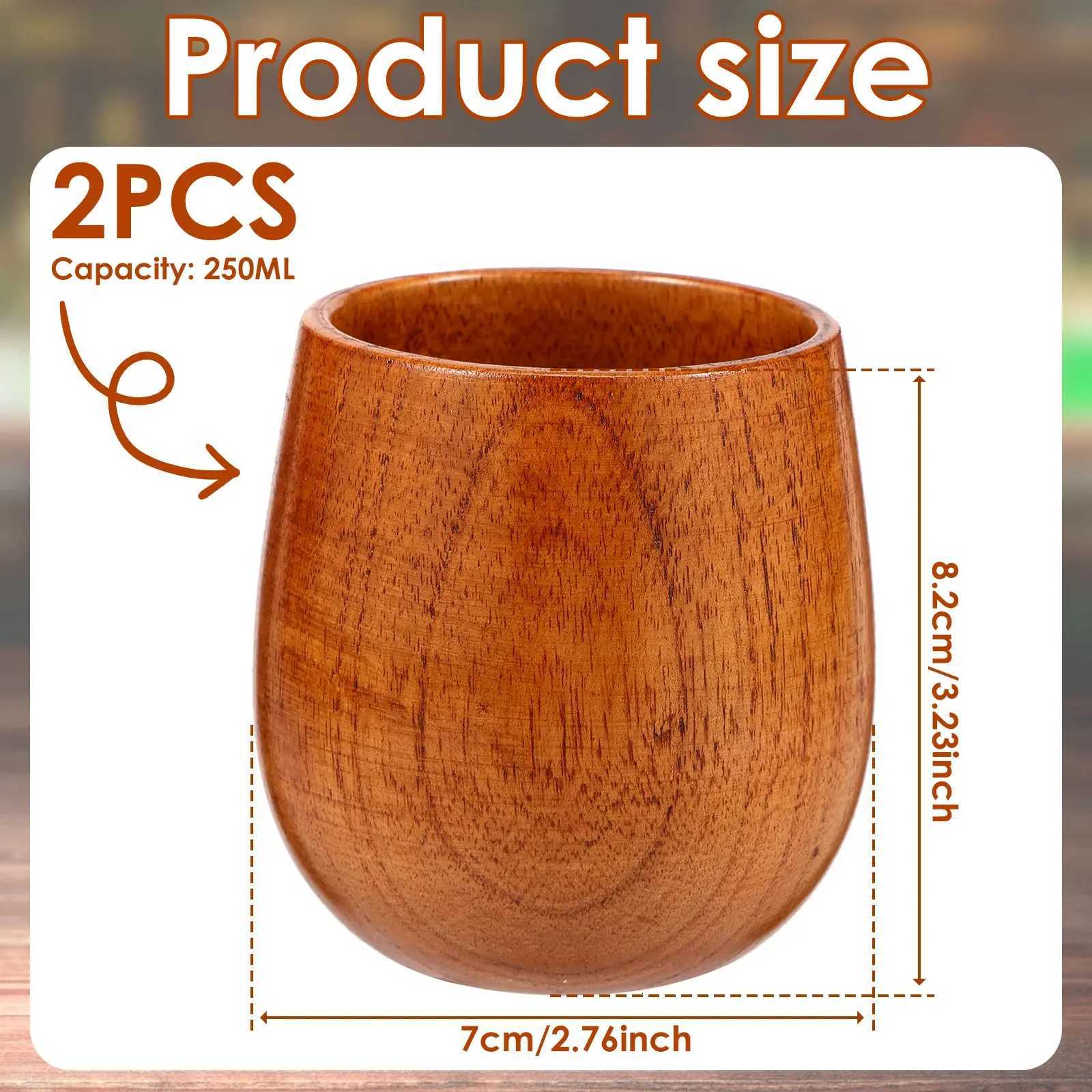 2 Pcs Wooden Bourbon Drinking Glass 250ml Wooden Whiskey Tumbler Creative Vintage Wooden Bourbon Glasses Set Men Dad Presents C251126