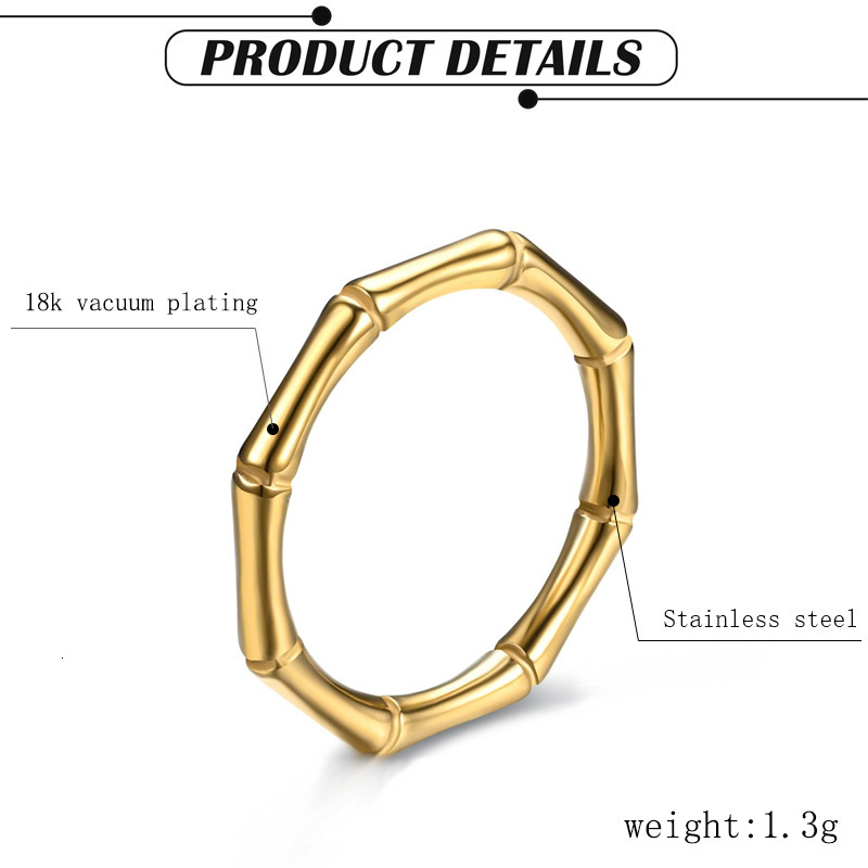 Japanese Korean stainless bamboo index finger ring, female personality temperament, simple and popular gold bone joint titanium steel ring