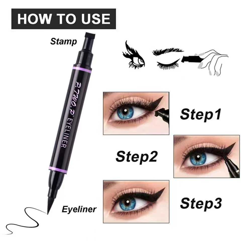 PTWOP Stamp Eyeliner Pencil 1 Pcs Double-ended Waterproof Quick Drying Long-Lasting Liquid Eyeliner Makeup Eyes Cosmetics ToolT251126