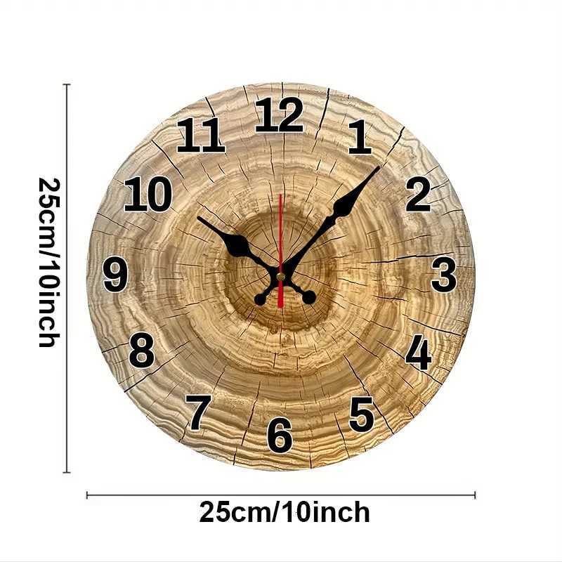 Tree Cross Section Wooden Round Silent Hanging Wall Clock Suitable For Living Room OfficeStudy Room Bedroom Home Decoration C251126