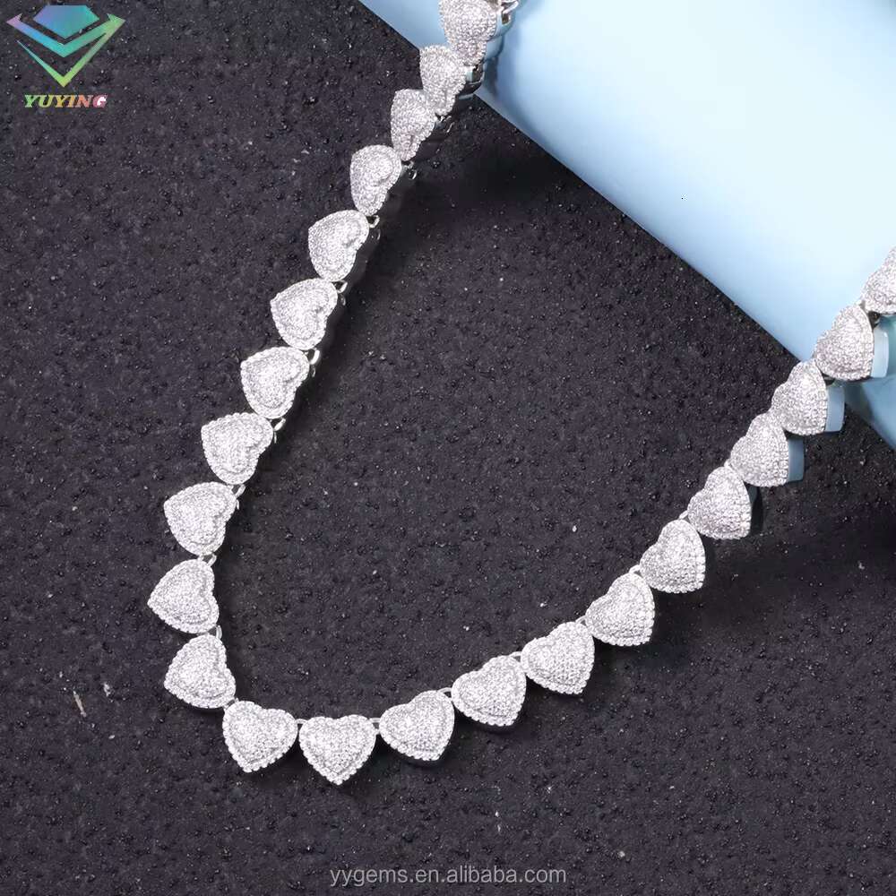 New Arrival Pass Diamond test 15mm Heart Charms Cuban Link Chain 925 Sterling Silver Moissanite Gold Plated Charm Necklaces