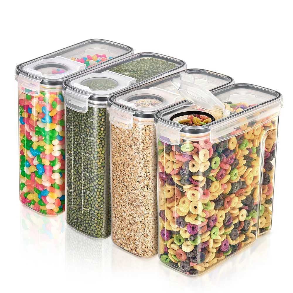 Clear Plastic Cereal Dispenser Airtight Food Storage Containers with Pour Spout Kitchen Pantry Organization 17 Cups Y251126