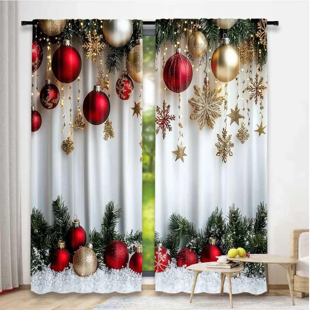 Curtain Christmas 2pcs 2D flat printing Popular Christmas curtains Festive Ornaments2 Digital Printed Polyester Drapes Family Party Use for Art Y25112