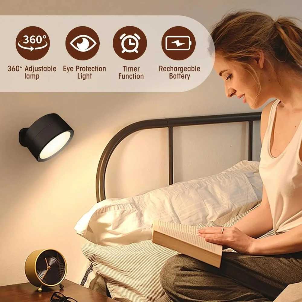 2PC LED Wall Mounted Lights with Remote Wireless Magnetic Wall Sconces 3 Color Dimmable Rechargeable for Bedroom Bedside Light M251126