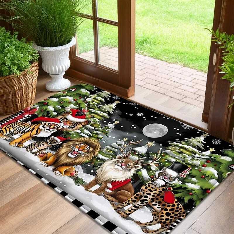 Colorful Christmas Stocking Pattern Anti-slip Doormat Entrance Anti-slip Mat Christmas Party Home Decoration Anti-slip Floor MatM251126