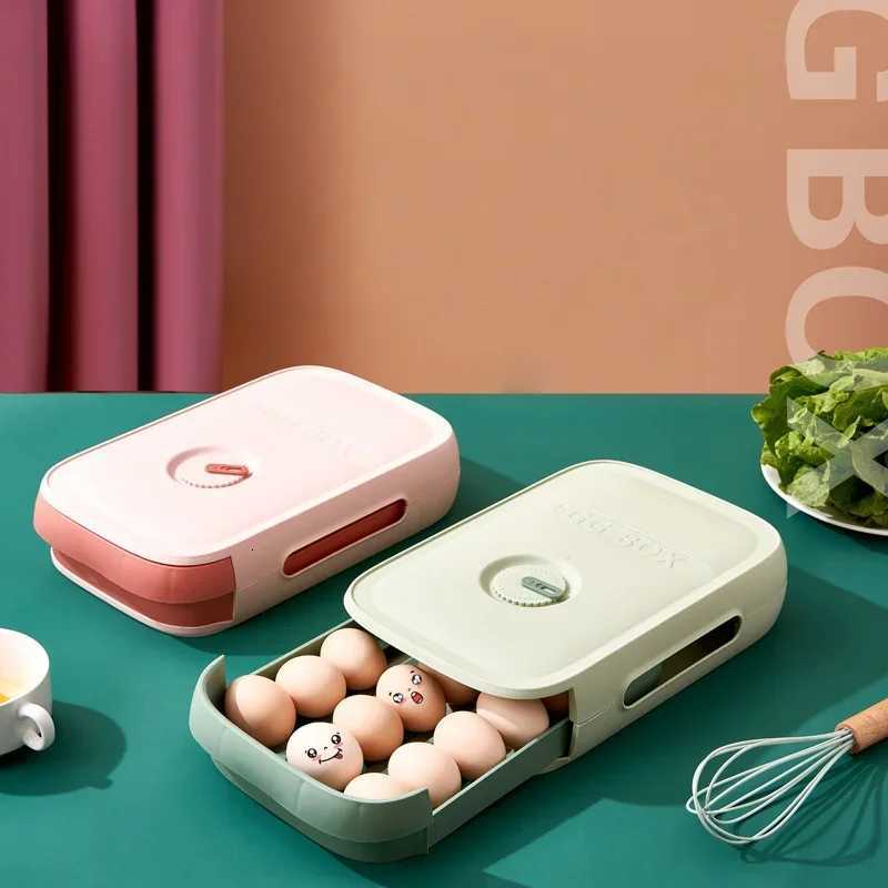 Stackable Automatic Rolling Egg Holder - Drawer Refrigerator Egg Storage Box Space-Saving Kitchen Organizer Container for Eggs Y251126
