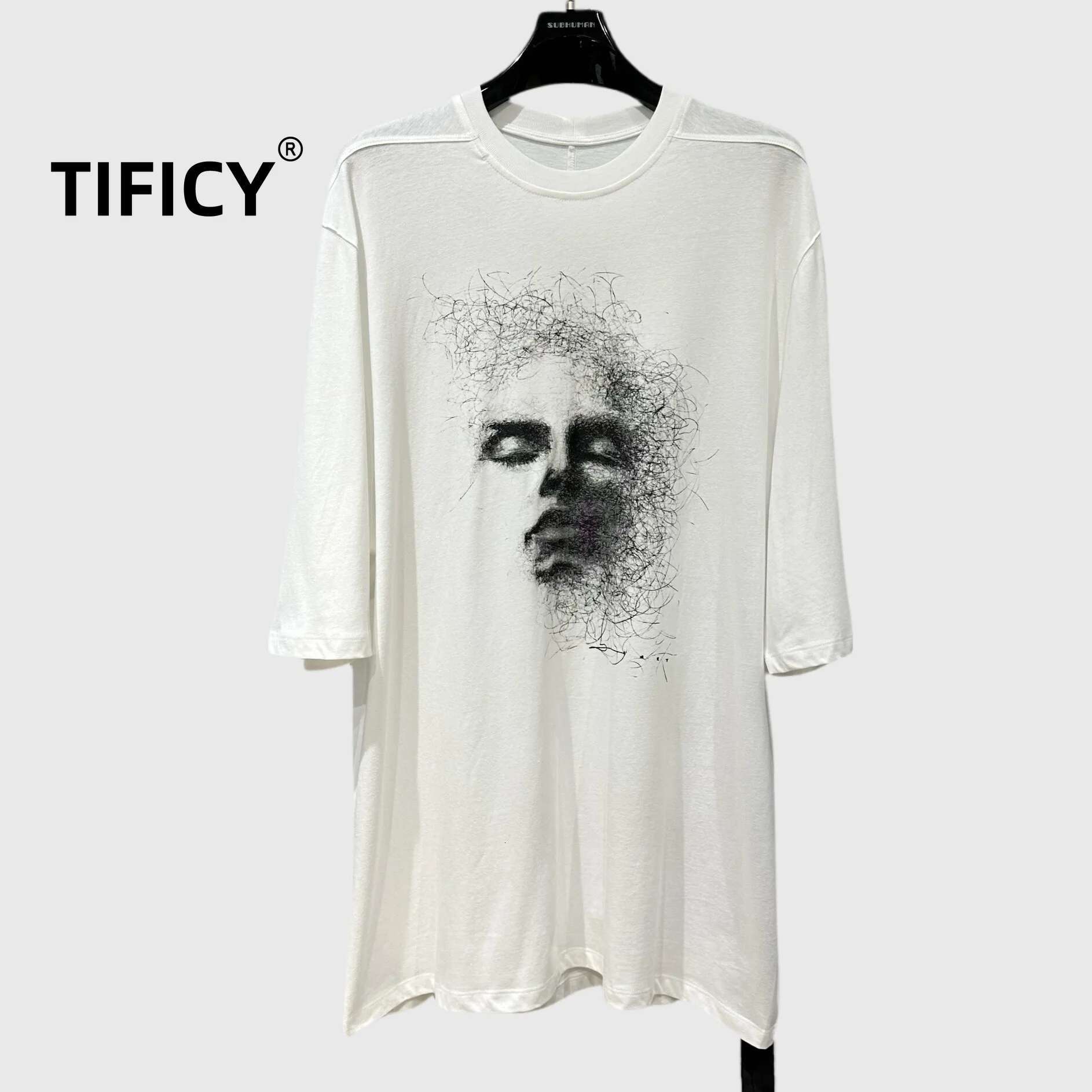 High Street Cotton Dark RO Tees T Shirts Men's And Women's Summer New Fashion Trend Facial Print Round Neck Loose T-Shirt