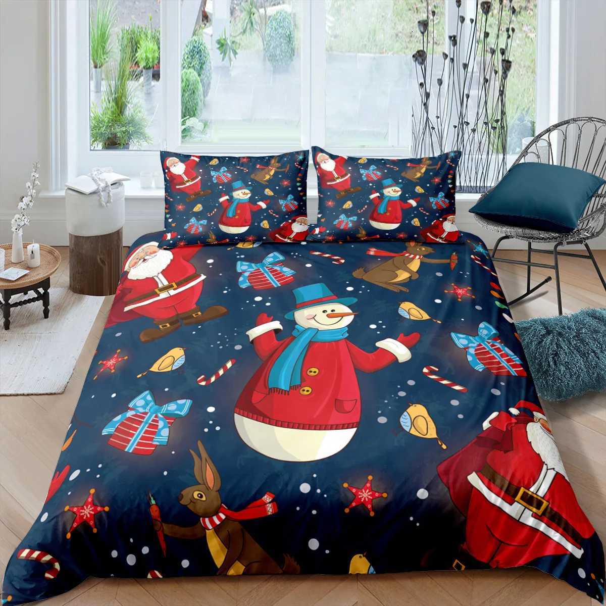 Christmas Christmas Snowman Santa Bedding Set Cartoon Duvet Cover For Kids Gift Comforter Bedding And Pillowcase Duvet Cover Set Decor Y251126