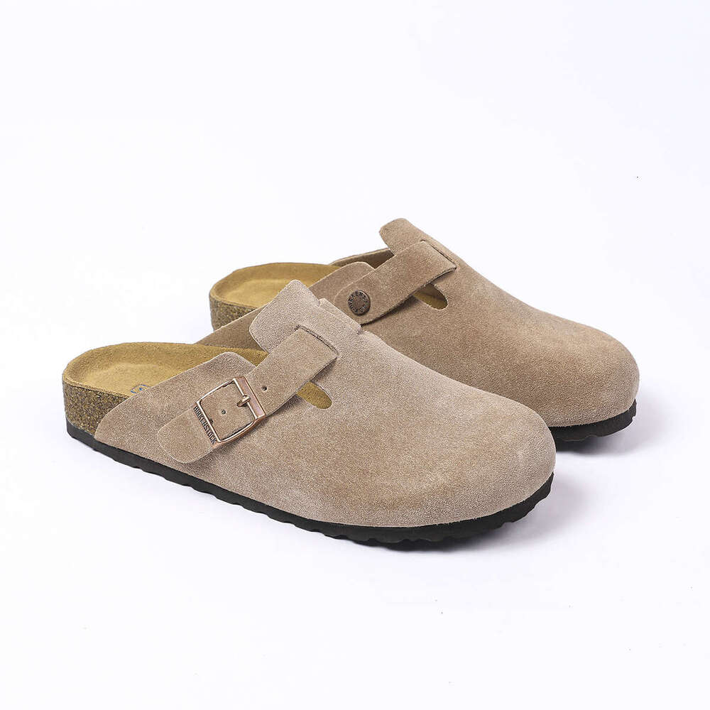 Full cowhide men's and women's outerwear, half dragged cork shoes, toe caps Boken slippers, Boston