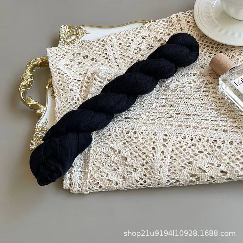 K530 Foreign trade cotton and linen scarf color matching twisted wrinkled scarf women's thin silk scarf pleated scarf versatile solid color shawl