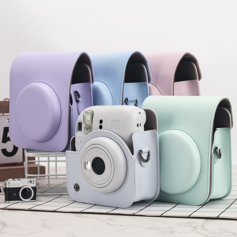 PU Leather Soft Protective Case for Instax Mini 12 Camera With Shoulder Strap Fujifilm Film Portable Camera Travel Bag