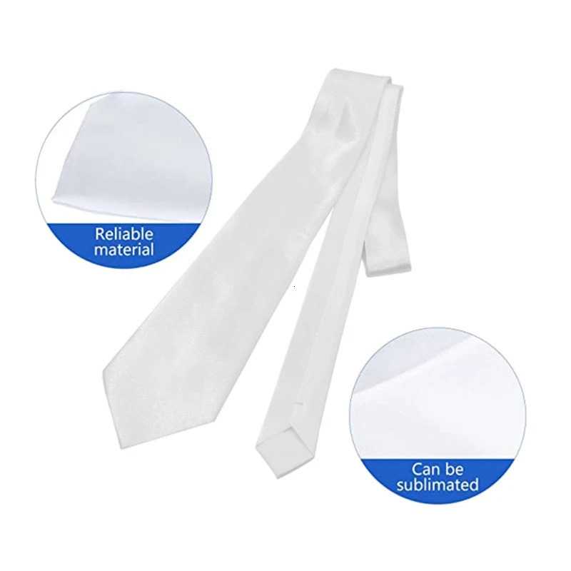 Men Blank Sublimation Tie Solid Color White DIY Heat Transfer Polyester Silky Necktie for Formal Wedding Party Business 251126