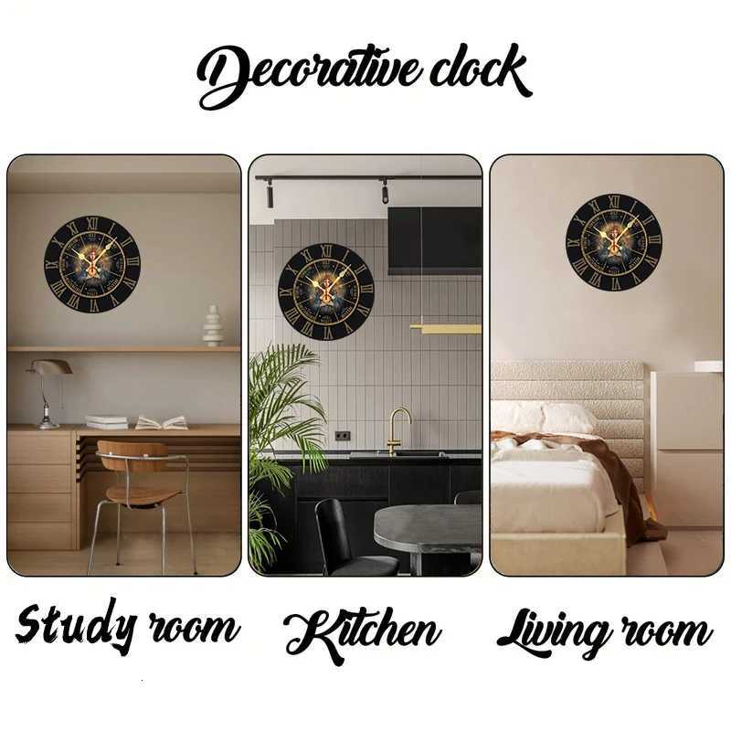 Witch Design Wooden Round Silent Hanging Wall Clock Suitable For Living Room Office Study Room Bedroom Home Decoration C251126