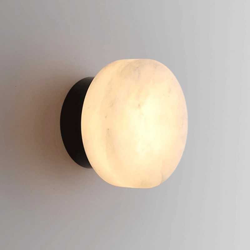 Nordic Luxury Spain Natural Marble Round Wall Lamp Modern Led Room Light Living Room Bedroom Passage Corridor High-end Fixture M251126
