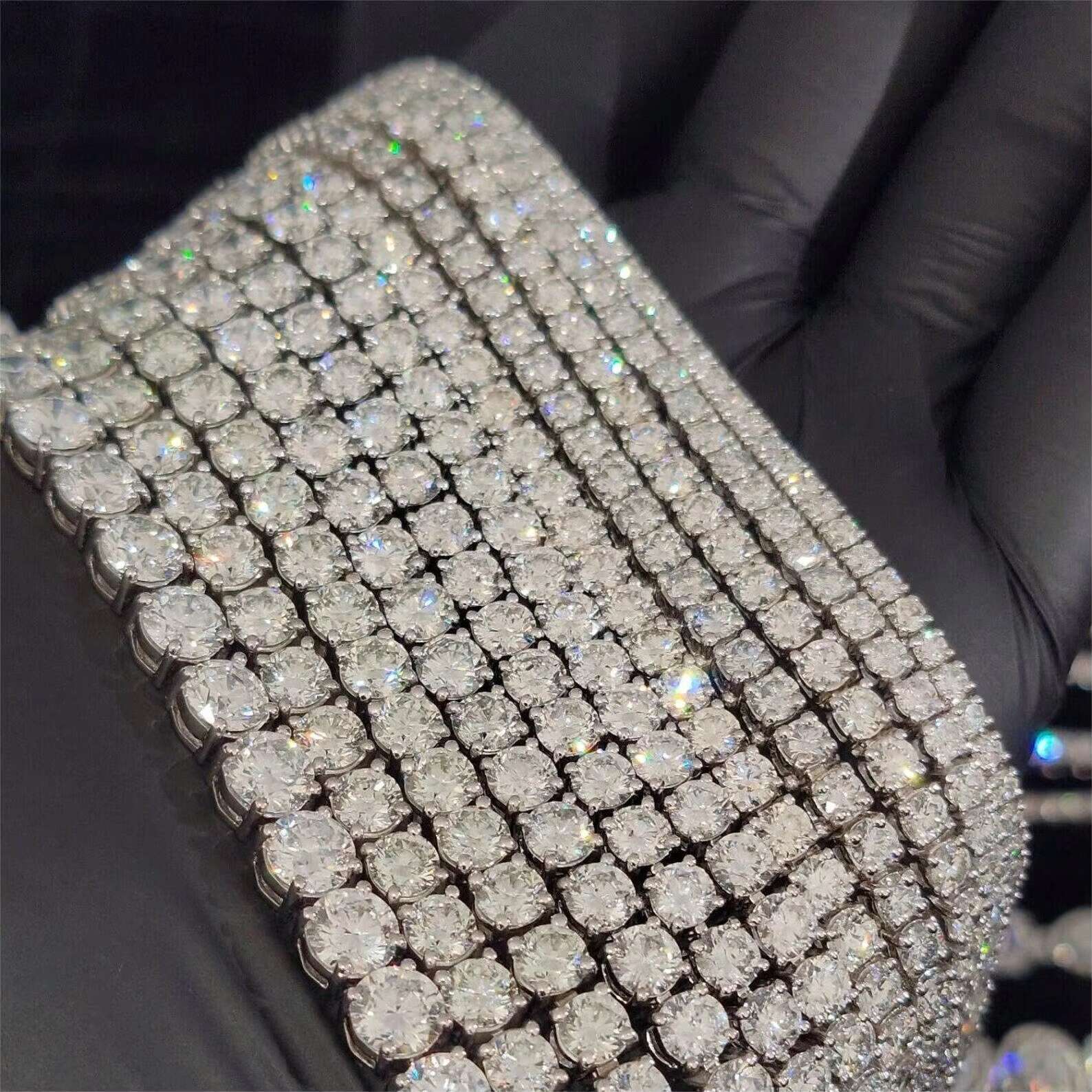 Custom GIA IGI Certificated CVD HTHP Lab Created Grown Diamond 10k 14k 18k Solid Gold Four Prong Tennis Bracelet 1mm 2mm 3mm