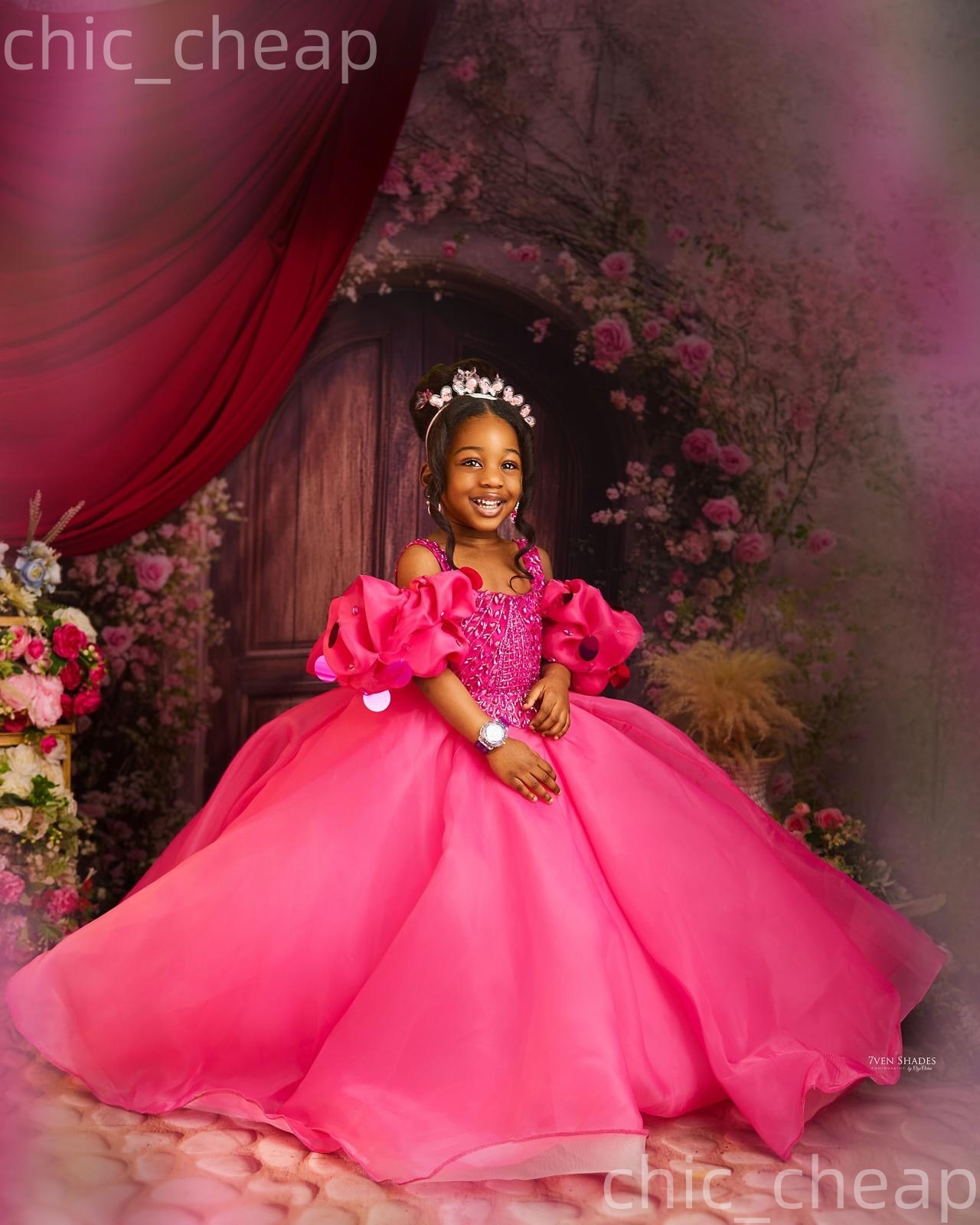 2026 Fuchsia Ball Gown Flower Girl Dresses Beaded Crystals Spaghetti Organza Little Girl Christmas Peageant Birthday Christening Tutu Dress Gowns ZJ42