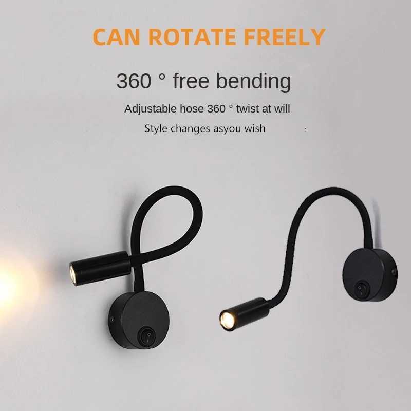 LED 3W Gooseneck Reading Wall lamp Flexible Adjustable With switch Work Study Wall Mounted 85-265V Bedroom Bedside Night light M251126