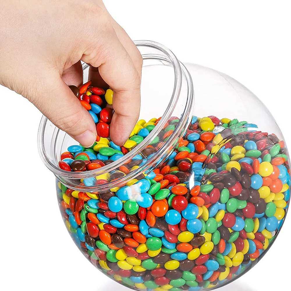 1Pc Candy Jar with Lid Plastic Clear Cookie Storage Container Wide Mouth Canister for Candy Snacks Cereal Jelly Dry Food Y251126