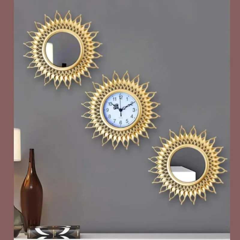 Best Sellers 3 Pcs European Elegant Luxury Hotel Bathroom Decorative Clocks Antique Gold Frame Round Creative Vintage Wall Clock C251126