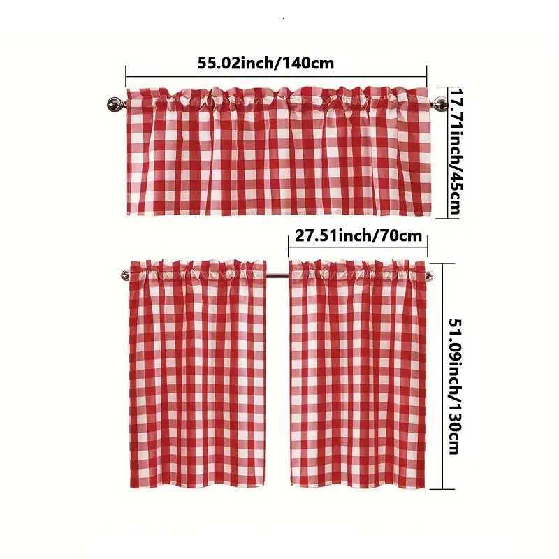 Curtain Christmas Christmas plaid curtains kitchen curtains W140xH45cm 1pc W70xH130cm 2pcsW140xH45cmW70xH130cm 3pcs Y251126