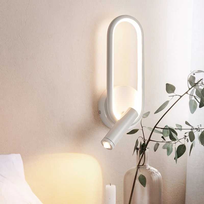 Wall Lamp with Spotlights 2023 New Minimalist Bedroom Bedside Reading Light Rotating Background Indoor Wall Light M251126