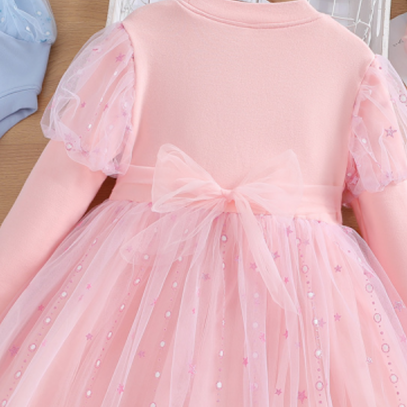 DISNEY toddler kids designer clothes girls designer clothes Frozen Elsa princess Autumn girls' dress with long sleeves and net puffy skirt.