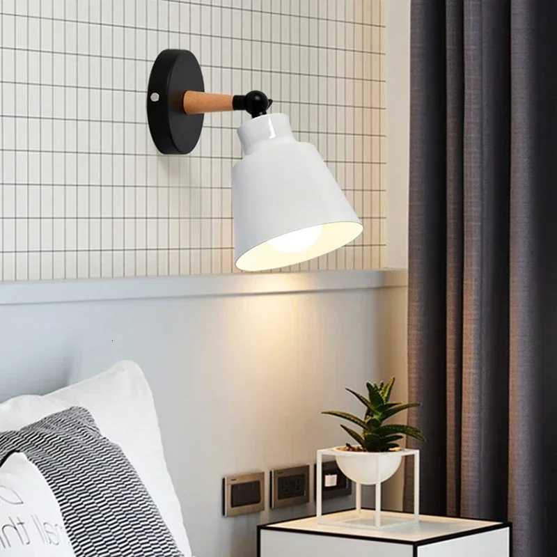 Nordic bedroom wall lamp solid wood LED wall lamps minimalist living room corridor bedside lamp Decorative lighting M251126
