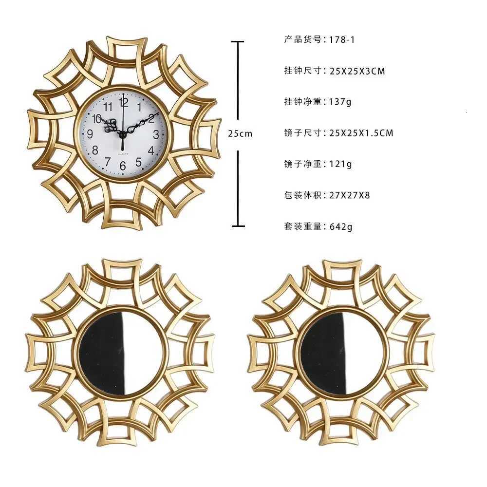 Best Sellers 3 Pcs European Elegant Luxury Hotel Bathroom Decorative Clocks Antique Gold Frame Round Creative Vintage Wall Clock C251126