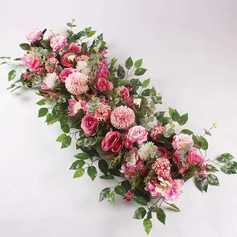 100cm Luxury White Rose Artificial Flower Row Wedding Table Centerpiece Flowers Backdrop Wall Arches Decor Party Stage Floral J260526